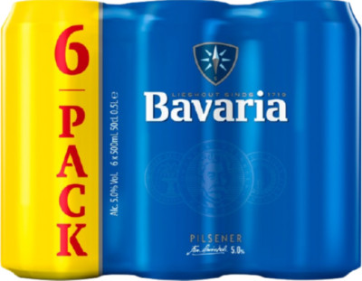 Bavaria sixpack met halve liter blikken Bavaria sixpack met halve liter blikken